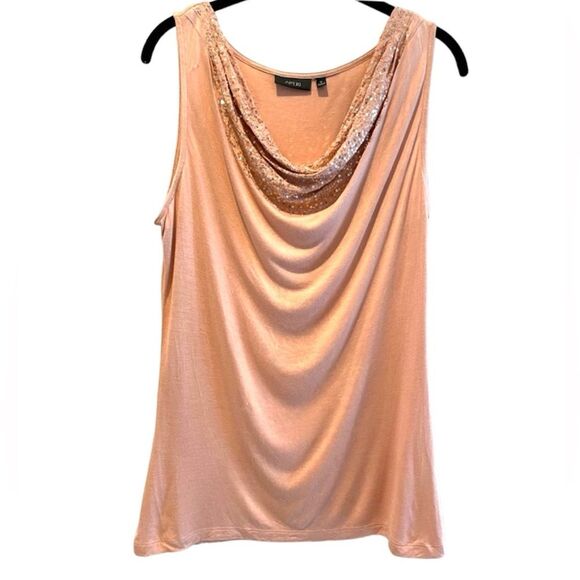 Apt.‎ 9 Sparkly Sequined Scoop Neck Sleeveless Tank Champagne Pink Medium - Picture 1 of 6